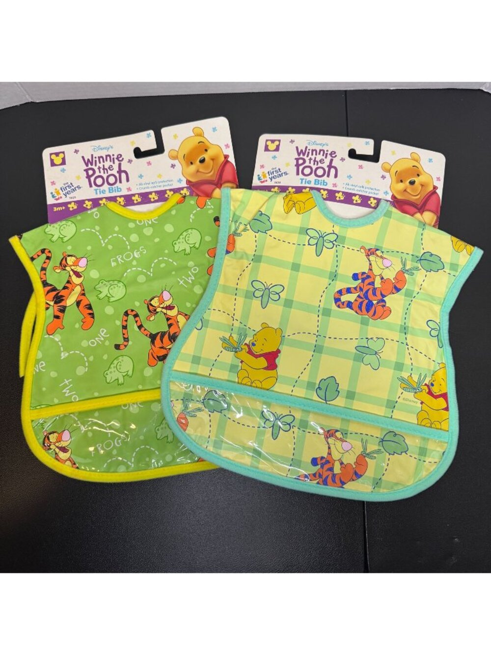 Disney Winnie The Pooh VTG 2000 Tie Bibs Vinyl Catcher Pocket Tigger & Pooh